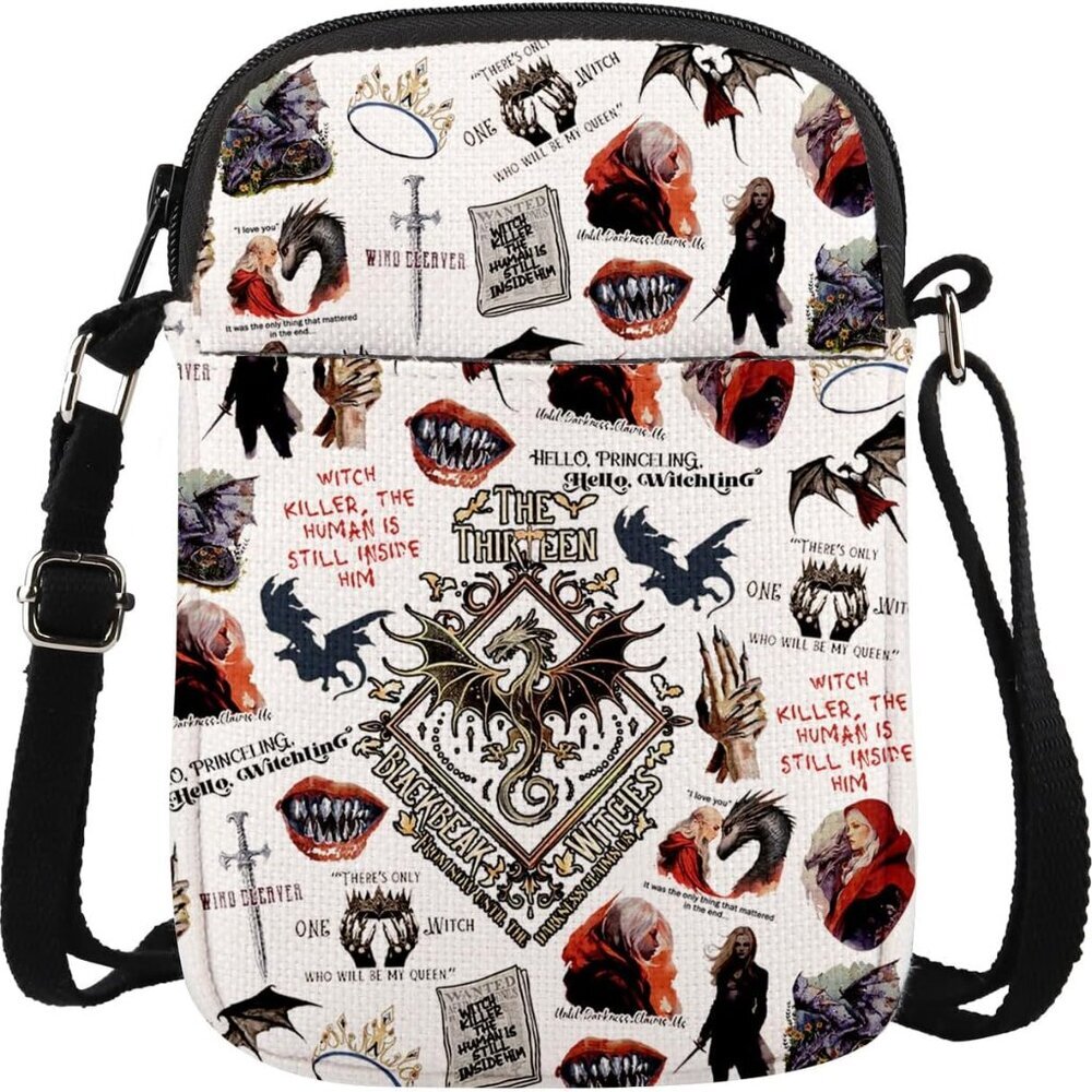 Chic Waterproof Crossbody Bag for Book Lovers - 3 Zip Pockets, Adjustable Strap